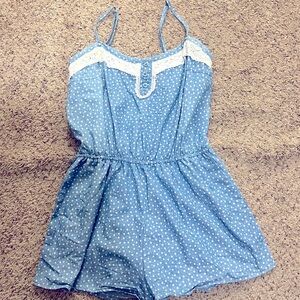 Light blue & floral daisy romper
